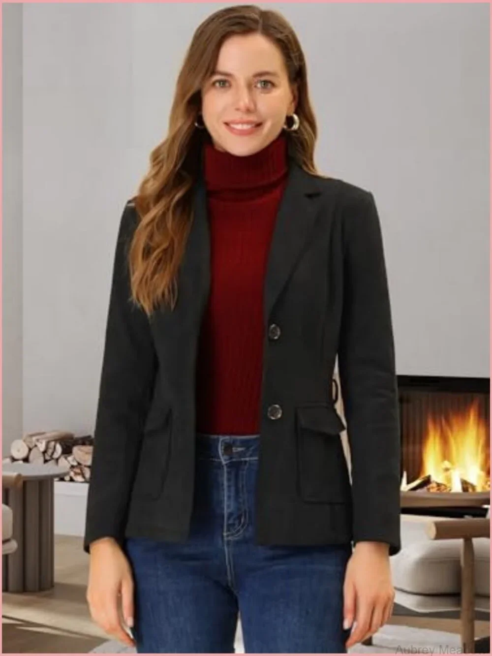 Faux Suede Blazer Belted Lapel Single Breasted Work Jacket
